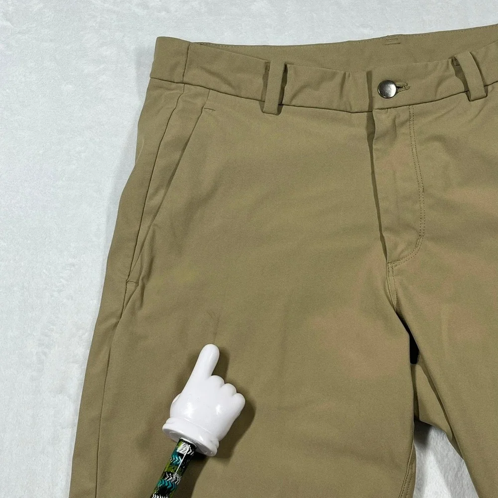 Lululemon Commission Shorts Mens 34 Tan Performance Golf Chino Tech *Flaw